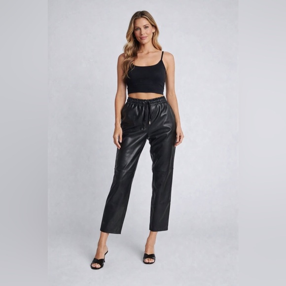 Laundry By Shelli Segal Pants - Laundry by Shelli Segal Faux Leather Black Joggers Pants